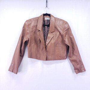 Bagatelle Women’s Faux Leather Jacket Brown Size 12 Cropped Made In Mexico